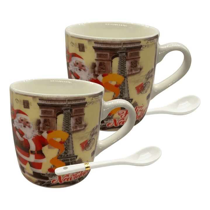 Pack 2 Tazas Viejito Pascuero 200 Ml Navidad 3