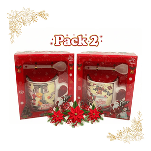 Pack 2 Tazas Viejito Pascuero 200 Ml Navidad