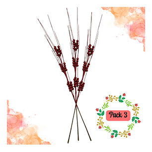 Ramas Navidad Bayas Acebo 3 Unid 65 Cm Alargadas