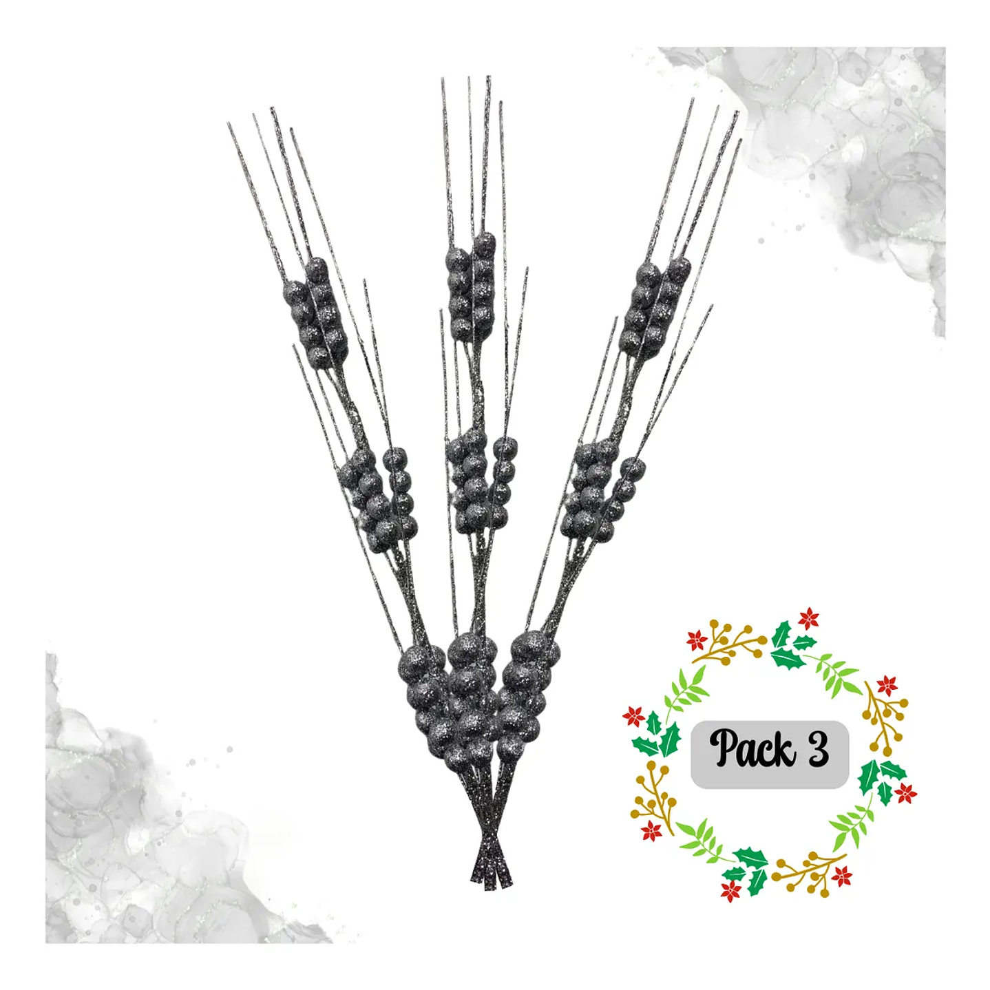 Ramas Navidad Bayas Acebo 3 Unid 65 Cm Alargadas 7