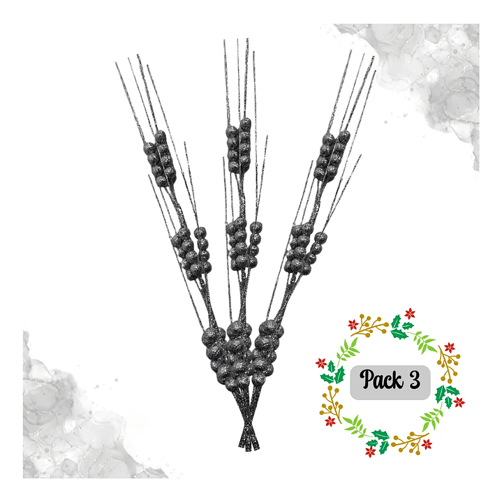 Ramas Navidad Bayas Acebo 3 Unid 65 Cm Alargadas 7