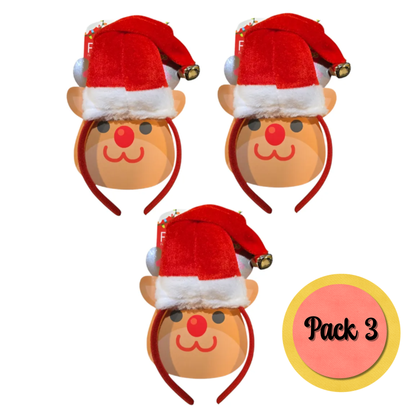 Gorro Cintillo De Viejo Pascuero Navidad X3 Unidades 1