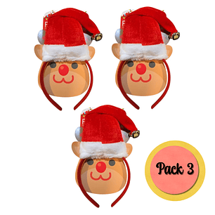 Gorro Cintillo De Viejo Pascuero Navidad X3 Unidades