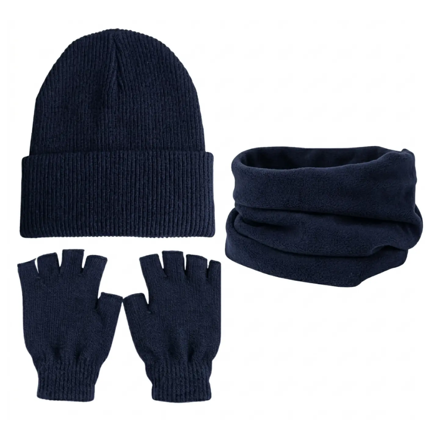 Set Invierno Térmico: Gorro Beanie + Guantes Sin Dedos + Cuello 7