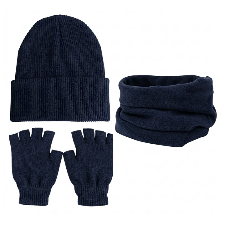 Set Invierno Térmico: Gorro Beanie + Guantes Sin Dedos + Cuello 7