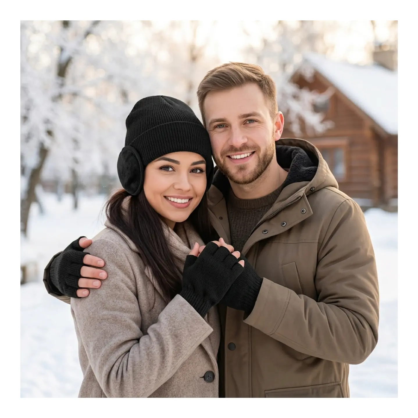 Set Térmico Unisex: Gorro, Guantes de Lana Sin Dedos y Orejera de Polar 1