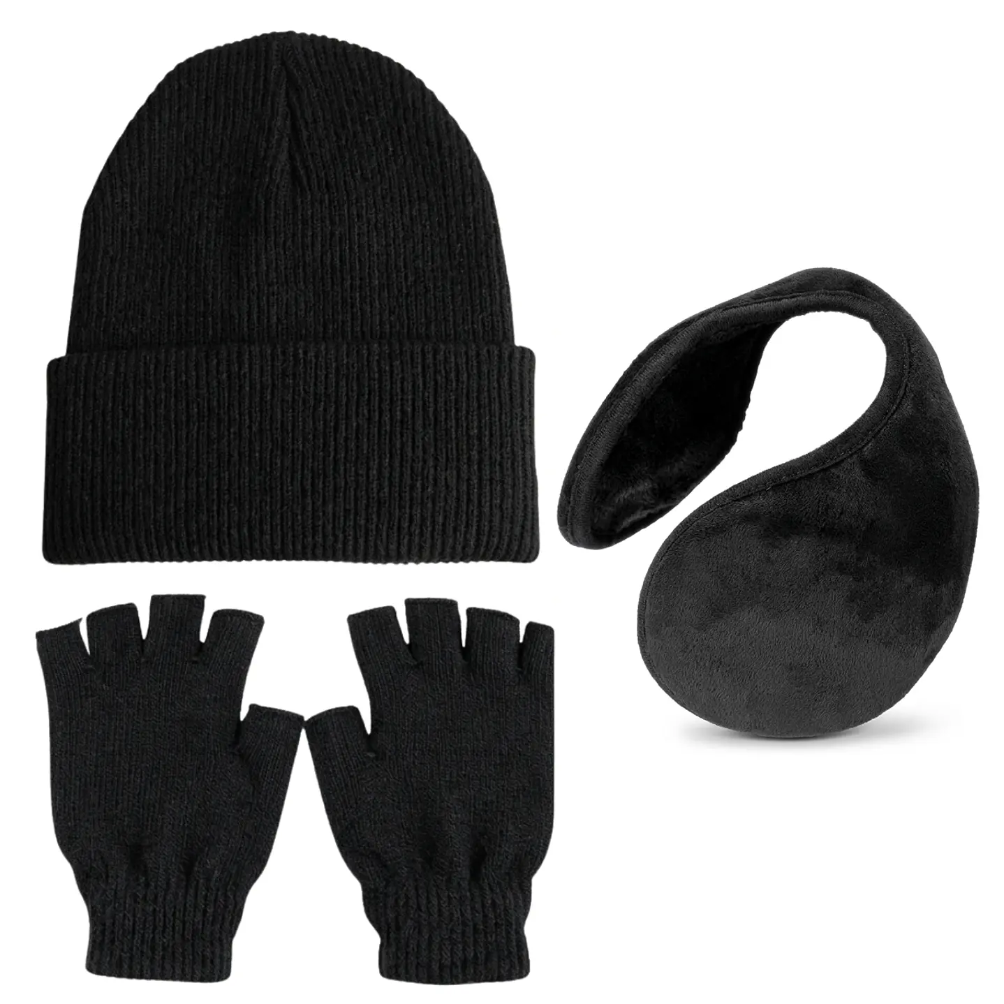 Set Térmico Unisex: Gorro, Guantes de Lana Sin Dedos y Orejera de Polar 6
