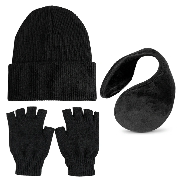 Set Térmico Unisex: Gorro, Guantes de Lana Sin Dedos y Orejera de Polar 6