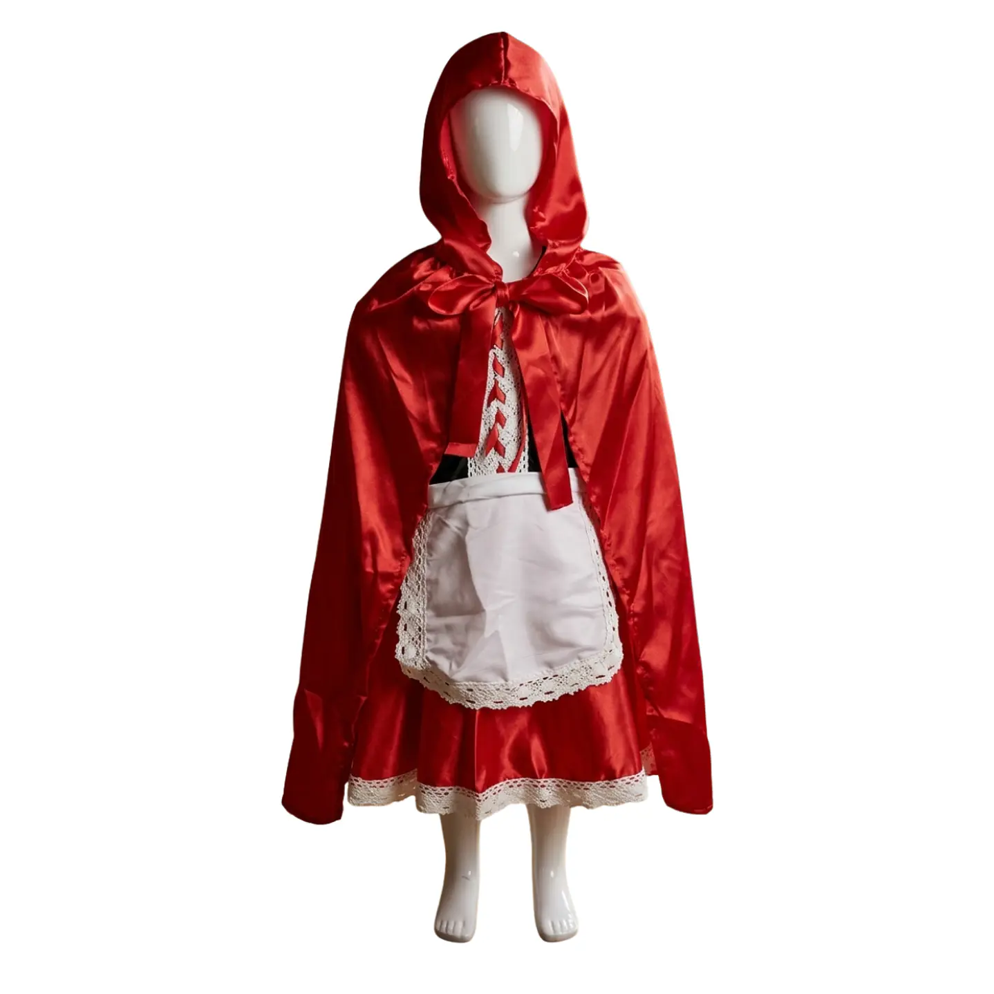 Traje De Caperucita Roja Con Encaje Y Capa Roja Brillante 3