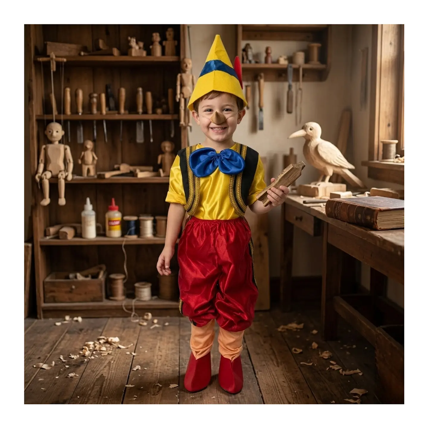 Disfraz De Pinocho Para Niños Completo - Incluye Gorro Y Nariz 1