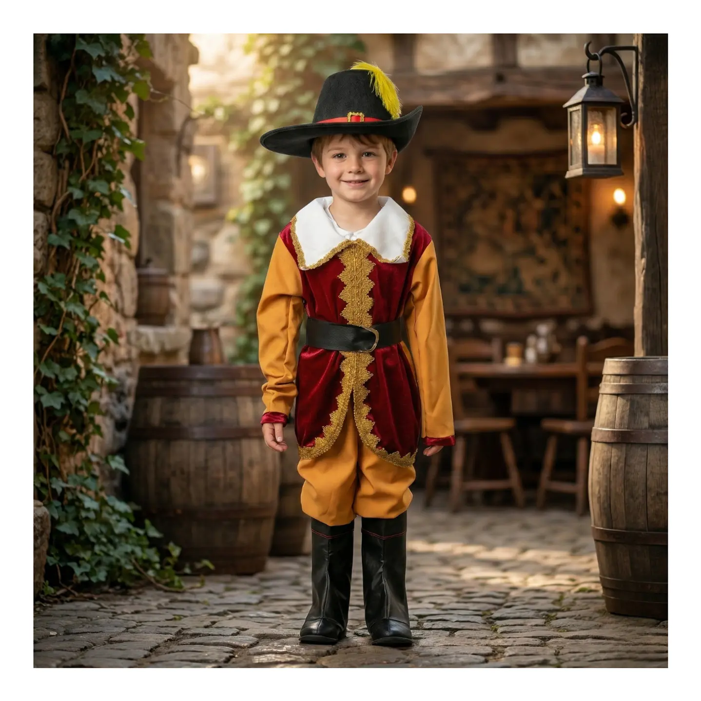 Disfraz Del Gato Con Botas Para Niños Con Capa Y Sombrero 10