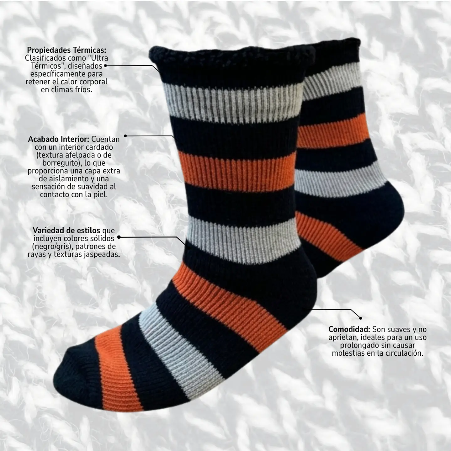 Pack 3 Calcetines Térmicos Chiporro Largos Gruesos De Invierno Surtido 4