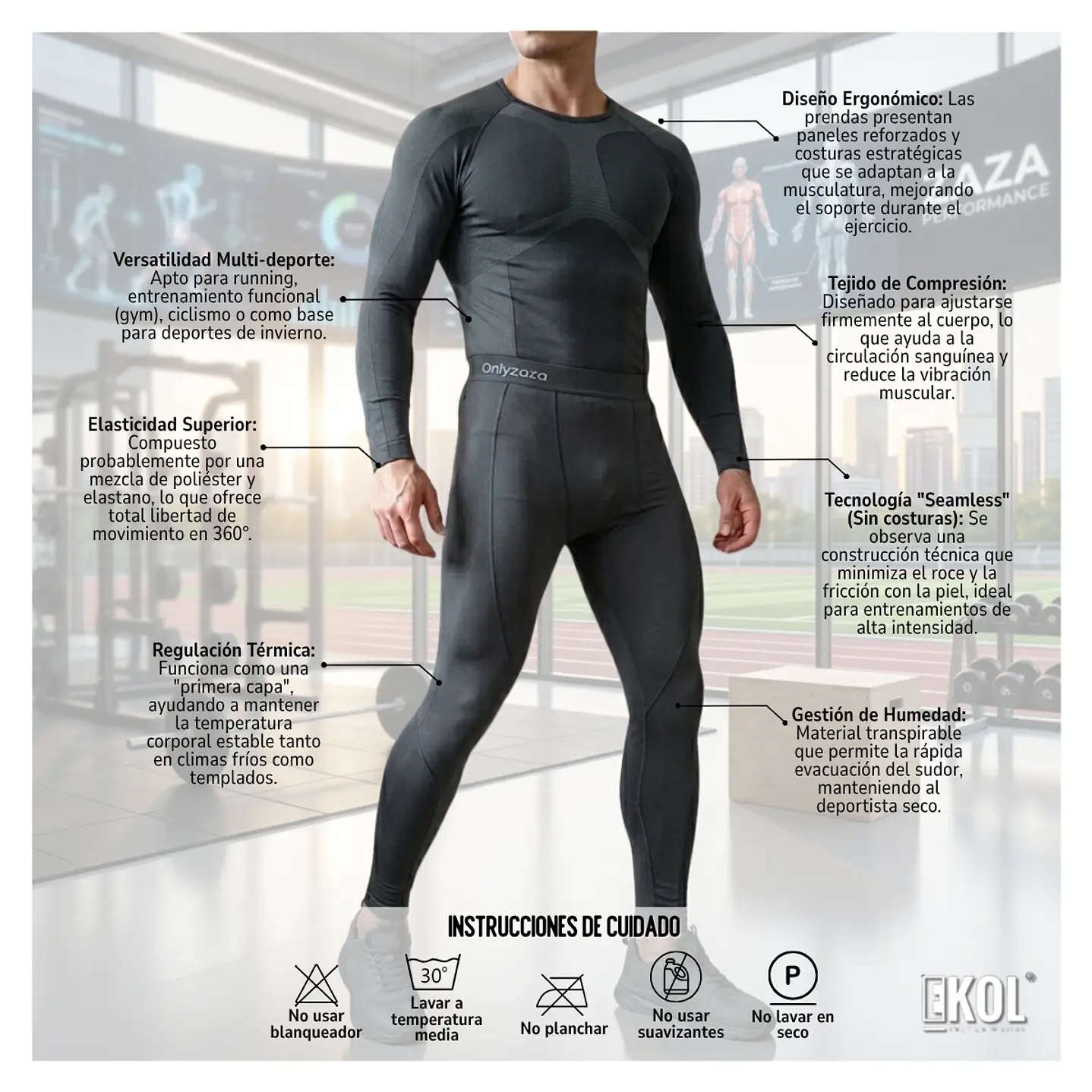 Set Primera Capa Hombre, Camiseta Y Calza Compresion Térmicos 11