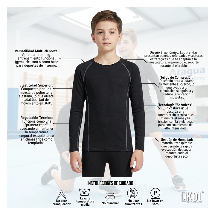 Polera Primera Capa Térmica Algodón Infantil Niños Juvenil 4