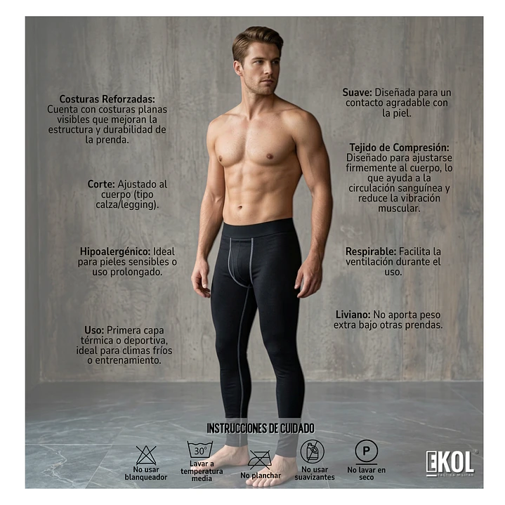 Calza Térmica Hombre Primera Capa Polar Invierno Algodón 5