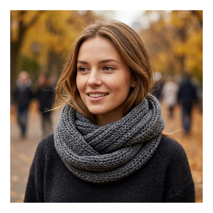 Bufanda Cuello Estilo Punto Inglés Lana Invierno Abrigado 7