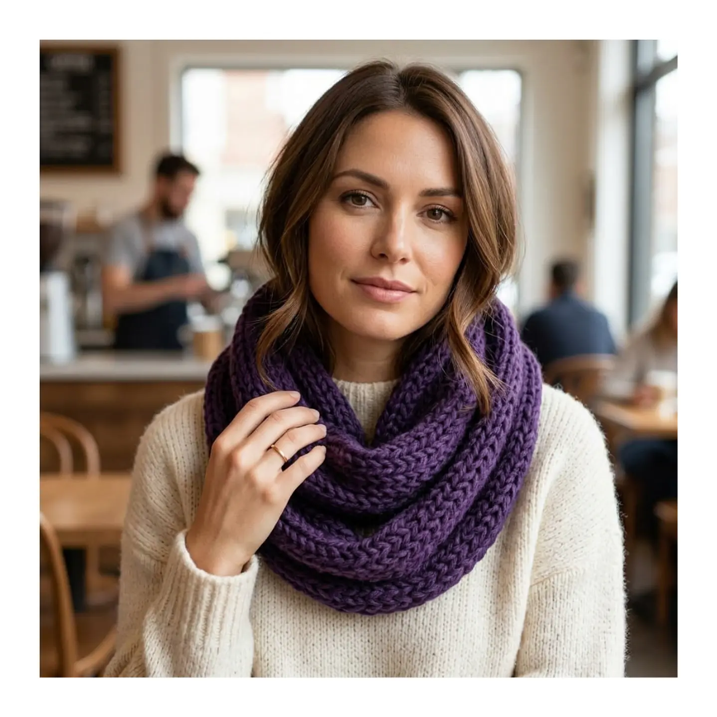 Bufanda Cuello Estilo Punto Inglés Lana Invierno Abrigado 27