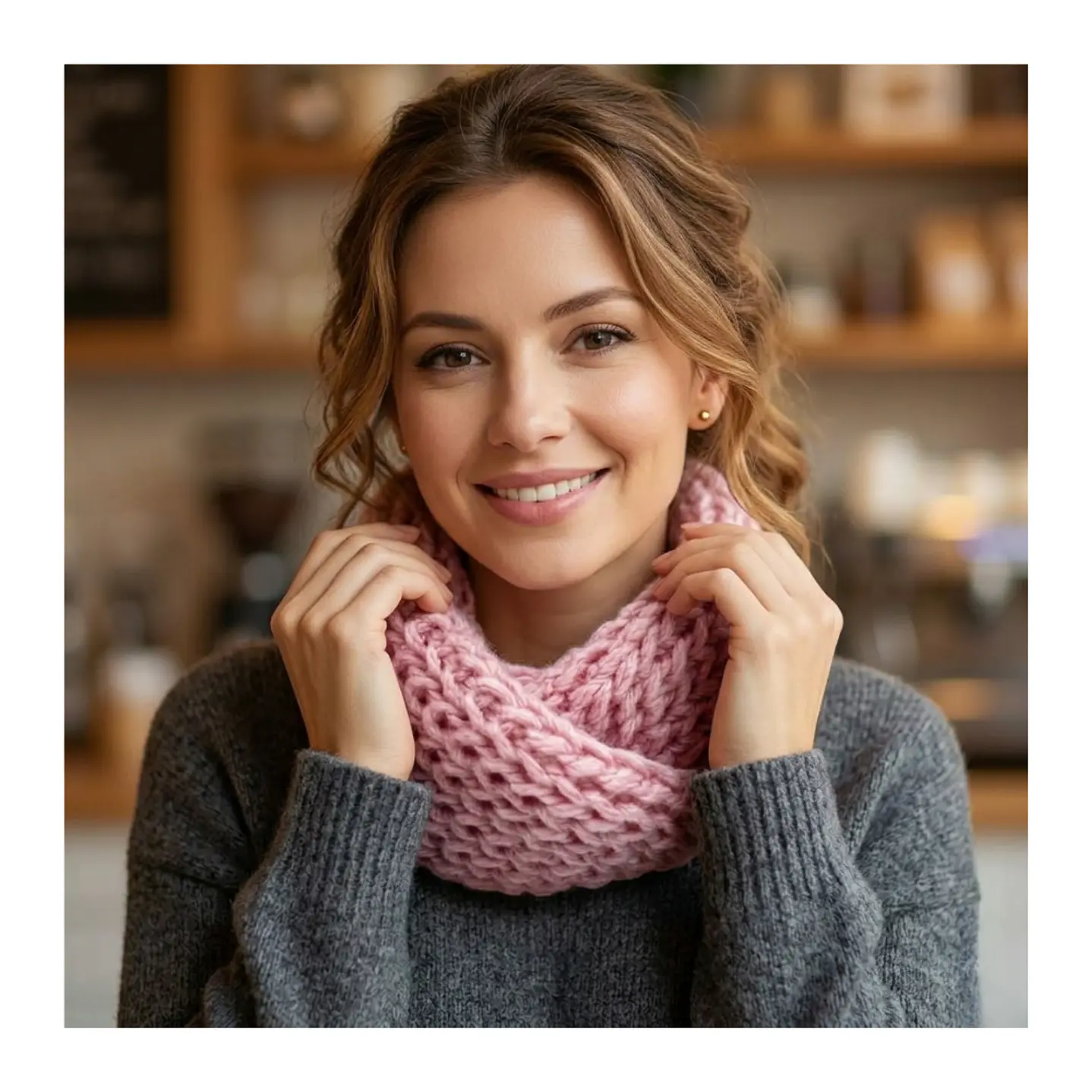 Bufanda Cuello Estilo Punto Inglés Lana Invierno Abrigado 29