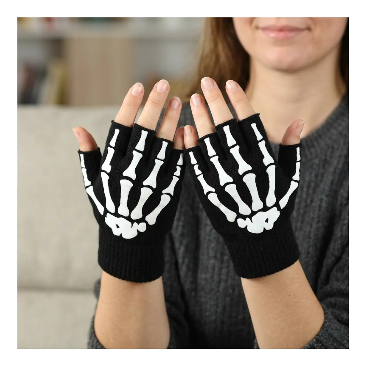 Guantes Sin Dedos Tácticos Calavera - Bicicleta Moto Gym Unisex 1