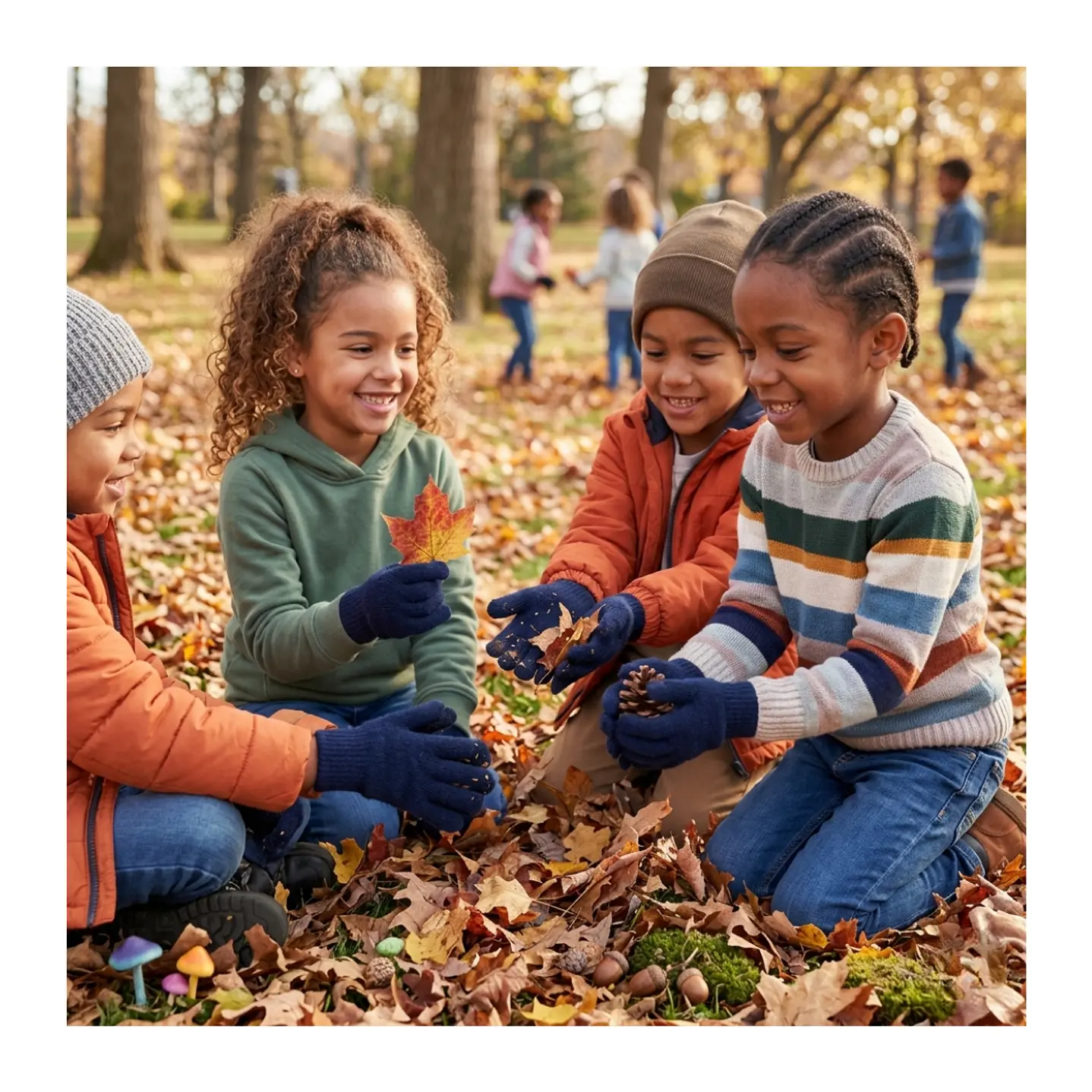 Guantes De Lana Térmicos Para Niños - Invierno Suave Color Azul Marino 7