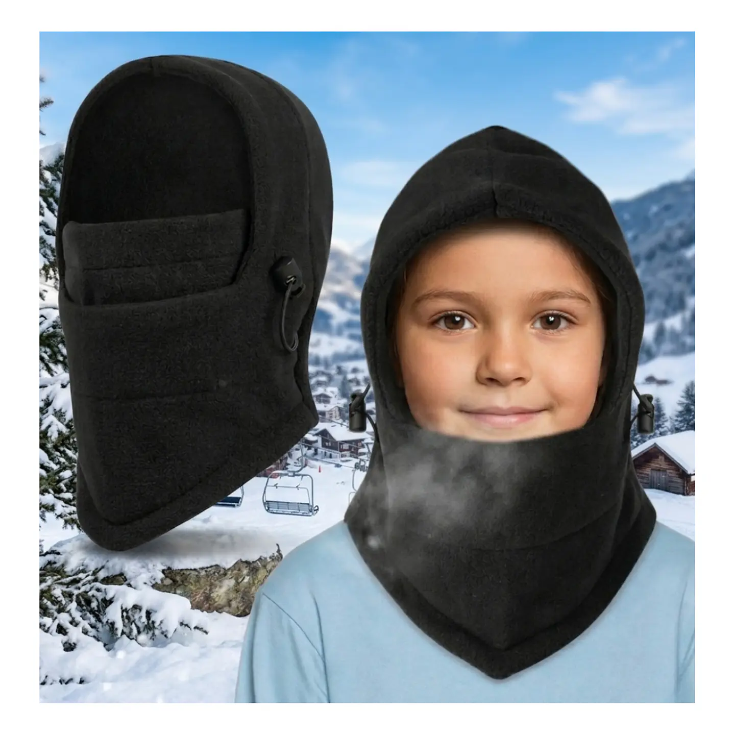 Gorro Pasamontañas De Polar Para Niños Abrigo Invierno Frio 1