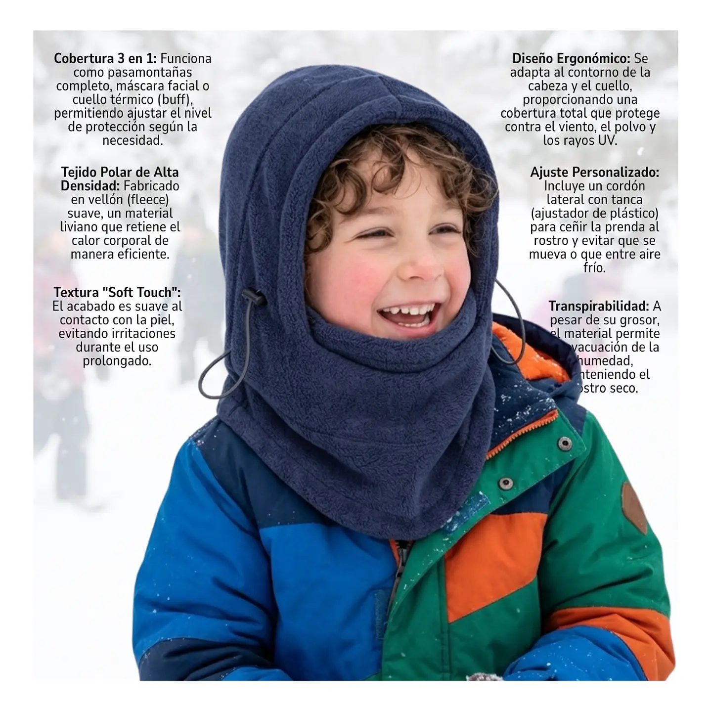 Gorro Pasamontañas De Polar Para Niños Abrigo Invierno Frio 9