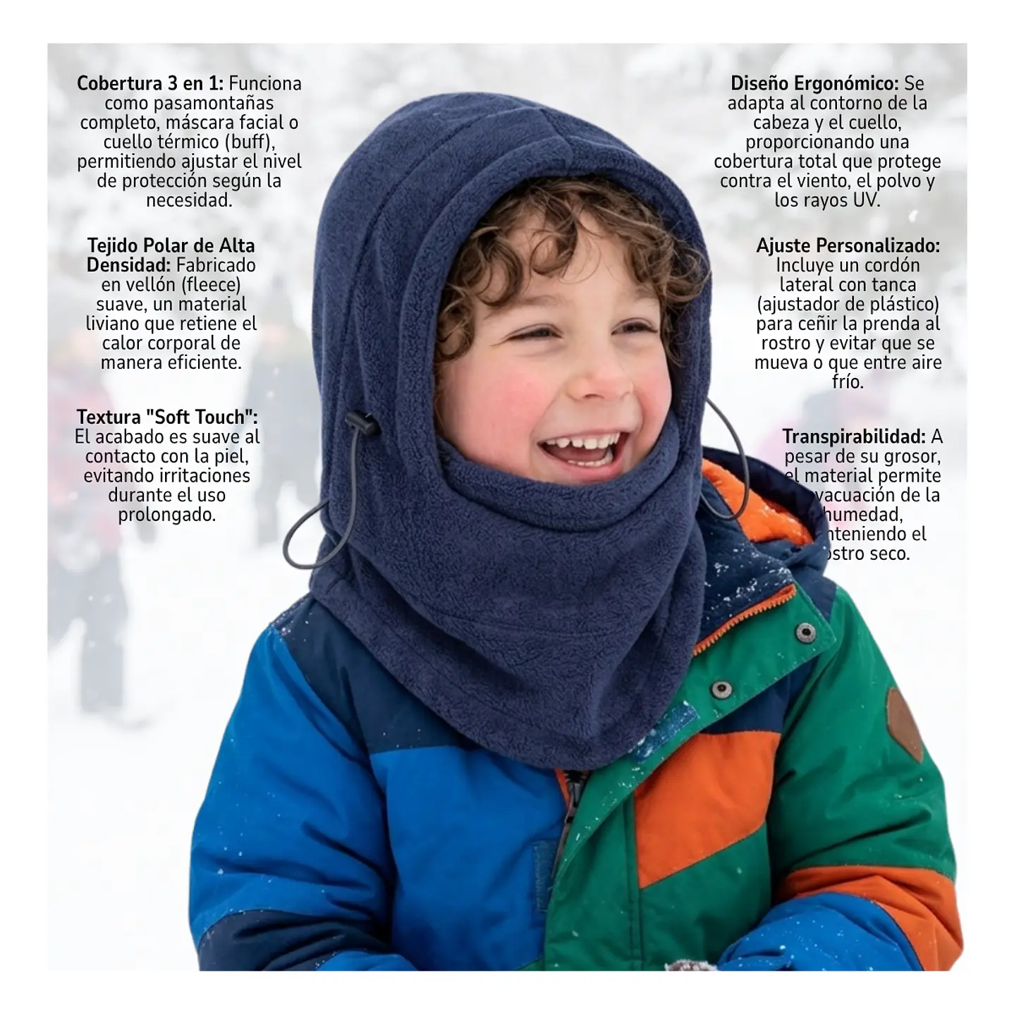 Set Invierno Infantil Gorro Pasamontaña + Guantes De Lana 8