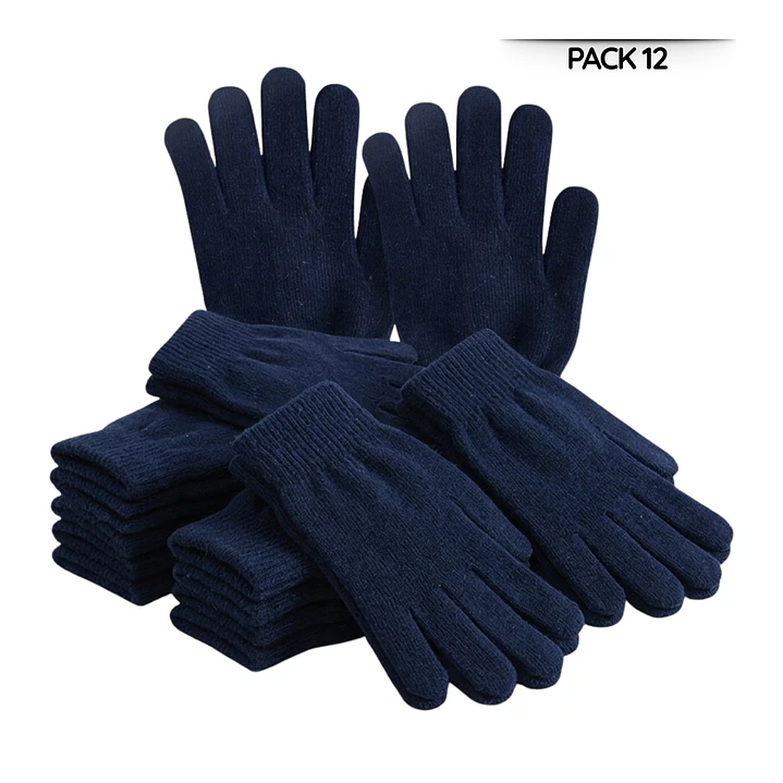Pack 12 Guantes De Lana Térmicos Para Niños - Invierno Suave Color Azul Marino 2
