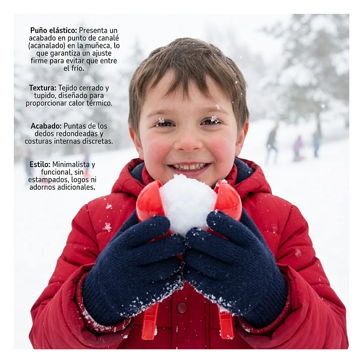 Pack 12 Guantes De Lana Térmicos Para Niños - Invierno Suave Color Azul Marino 4