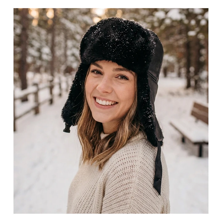 Gorro de Invierno Tipo Ushanka Ruso en Cuero Negro y Piel Sintética 6