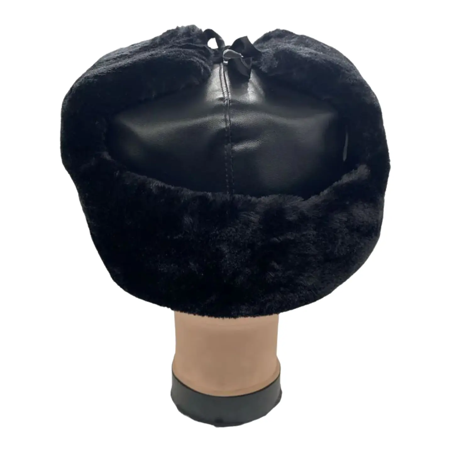Gorro de Invierno Tipo Ushanka Ruso en Cuero Negro y Piel Sintética 7