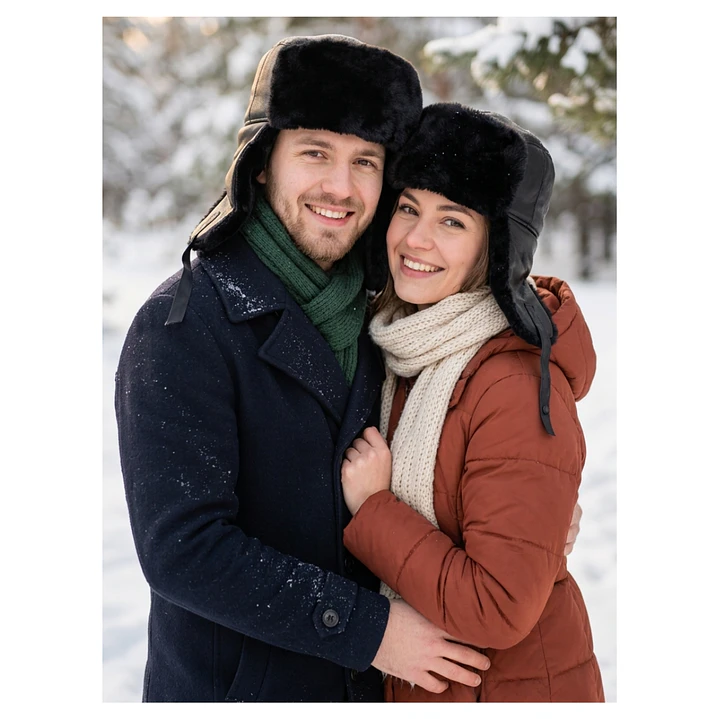 Gorro de Invierno Tipo Ushanka Ruso en Cuero Negro y Piel Sintética 9