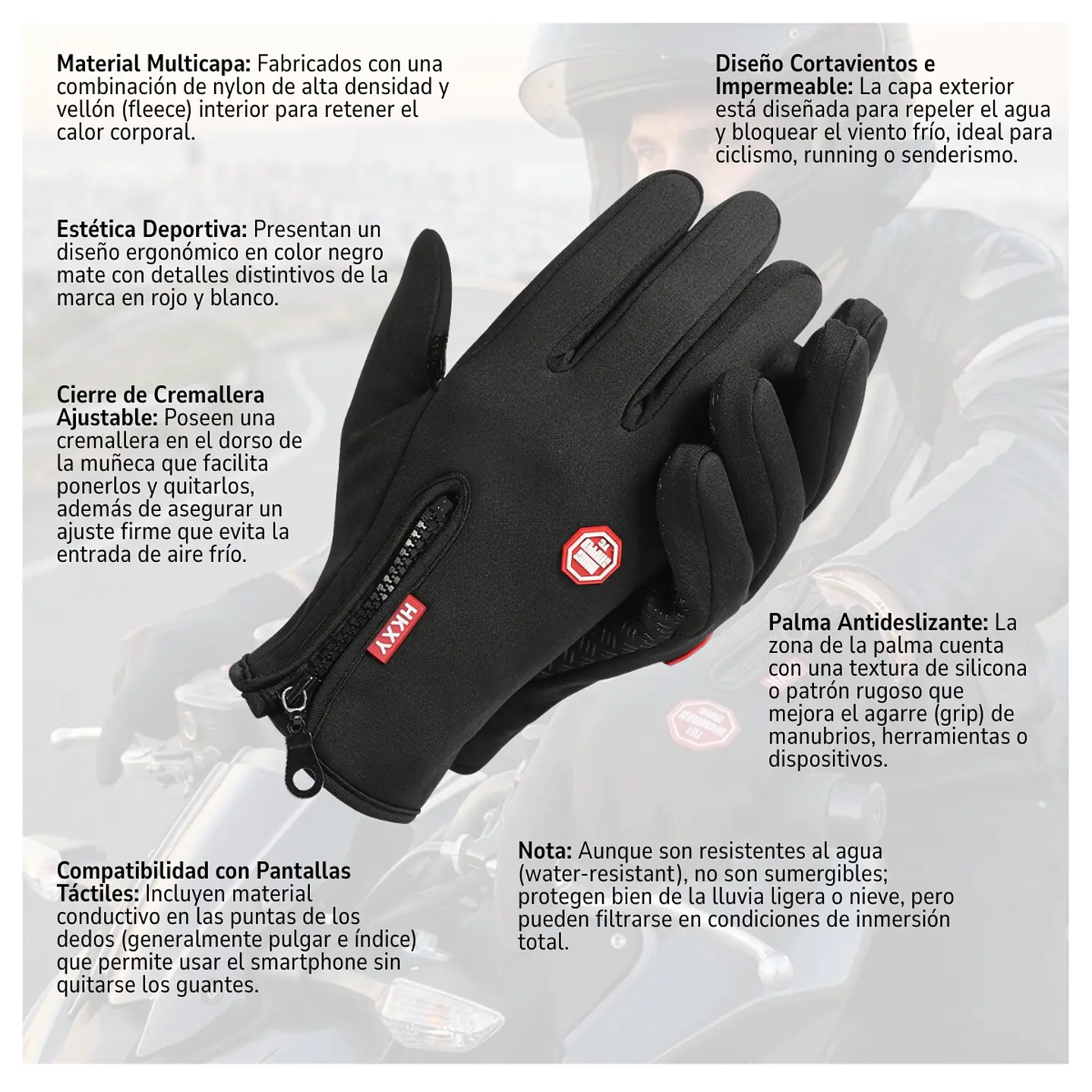 Guantes Térmicos e Impermeables para Ciclismo y Running con Pantalla Táctil y Palma Antideslizante 5