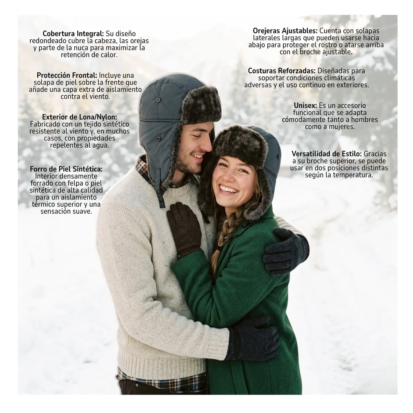 Gorro Ruso Unisex De Lona Parka Calido Termico 11