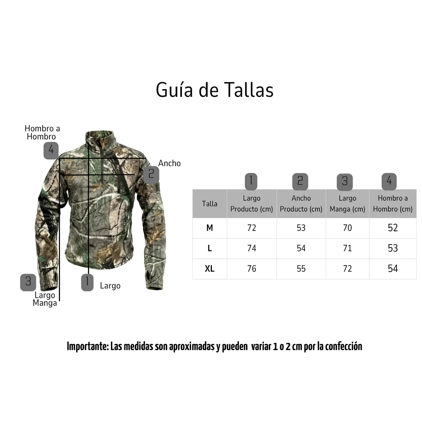 Poleron Polar de Caza con Cierre Hombre Térmico Camuflado 5