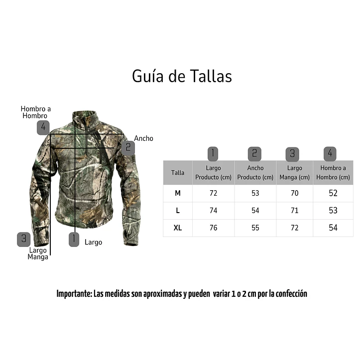 Poleron Polar de Caza con Cierre Hombre Térmico Camuflado 5