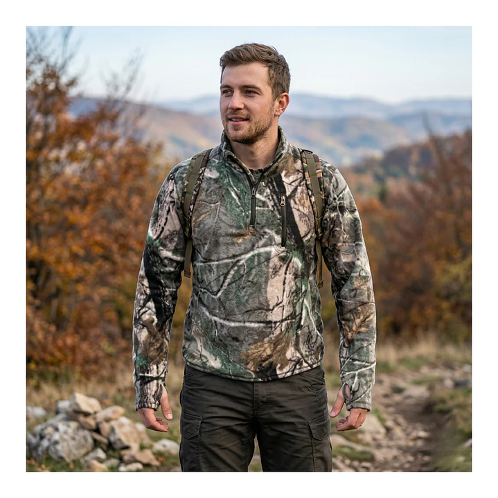 Poleron Polar de Caza con Cierre Hombre Térmico Camuflado 7