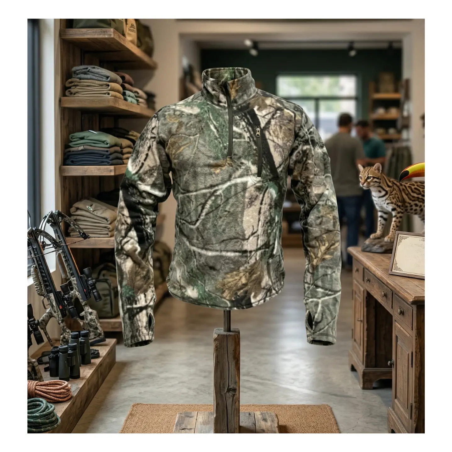 Poleron Polar de Caza con Cierre Hombre Térmico Camuflado 4