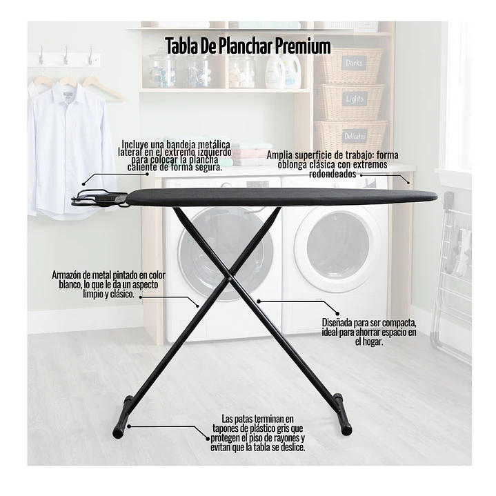 Tabla De Planchar Reforzada Plegable Premium Diseño Moderno 135x90 cm 5