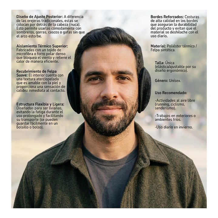 Orejera Polar Nuca Ajustable Unisex Invierno 5