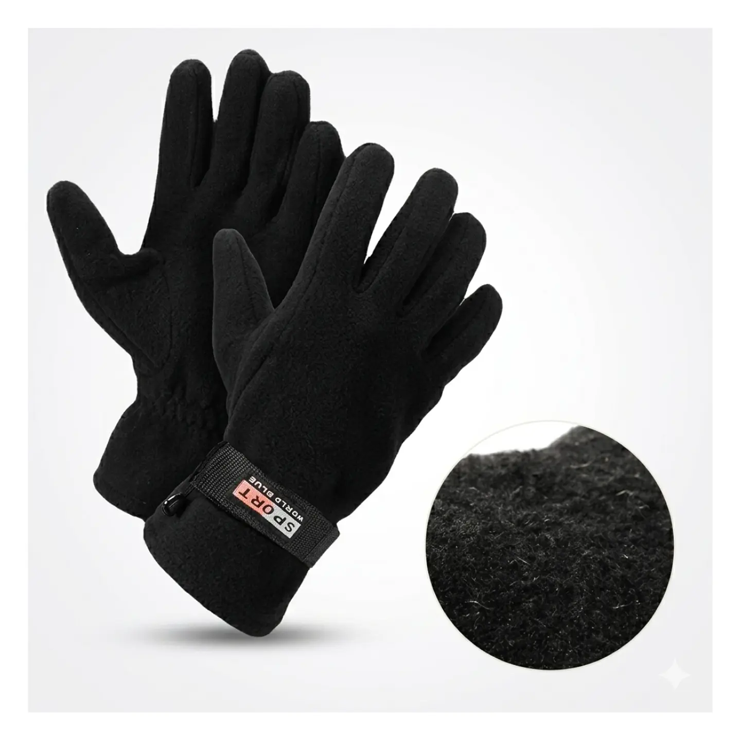 Guantes Térmicos Sport World Blue: Forro Polar con Ajuste de Velcro y Puño Elástico 2