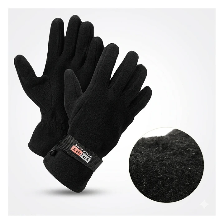 Guantes Térmicos Sport World Blue: Forro Polar con Ajuste de Velcro y Puño Elástico 2