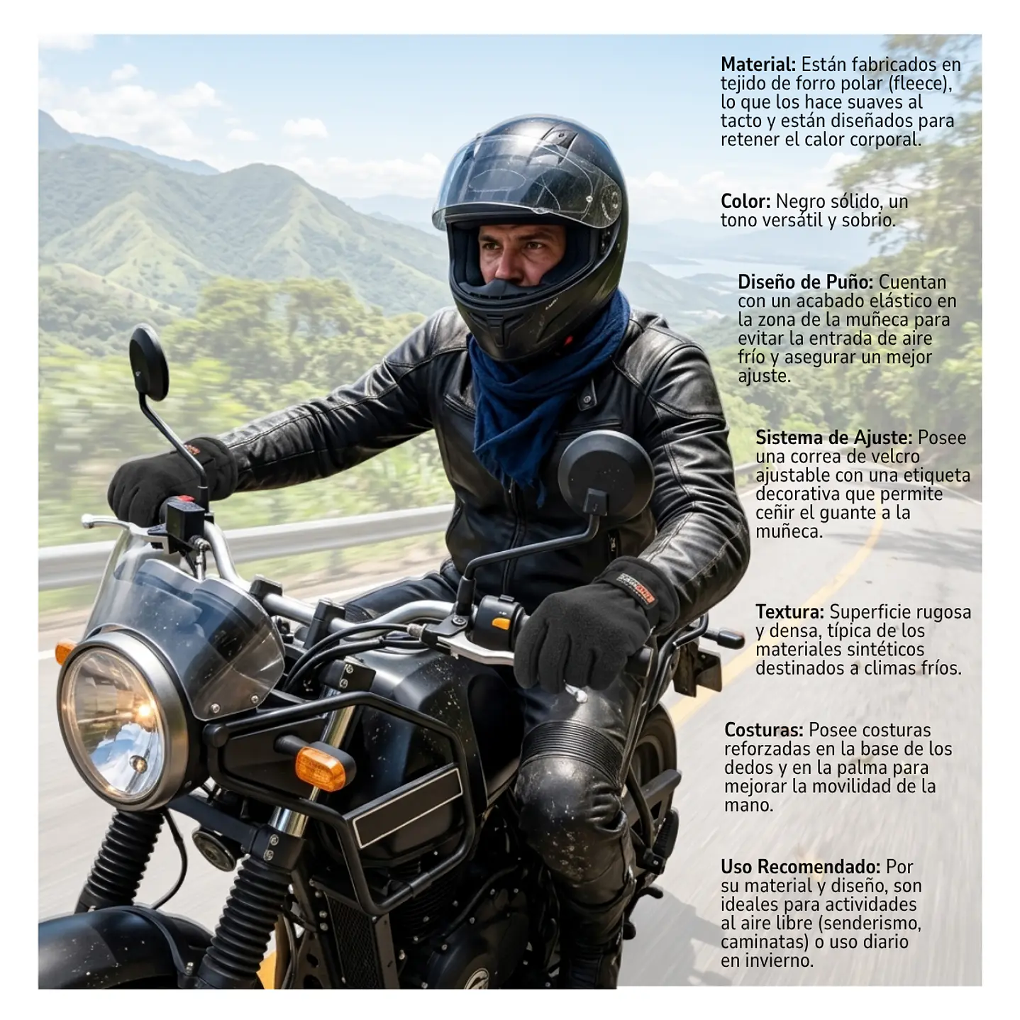 Guantes Térmicos Sport World Blue: Forro Polar con Ajuste de Velcro y Puño Elástico 5