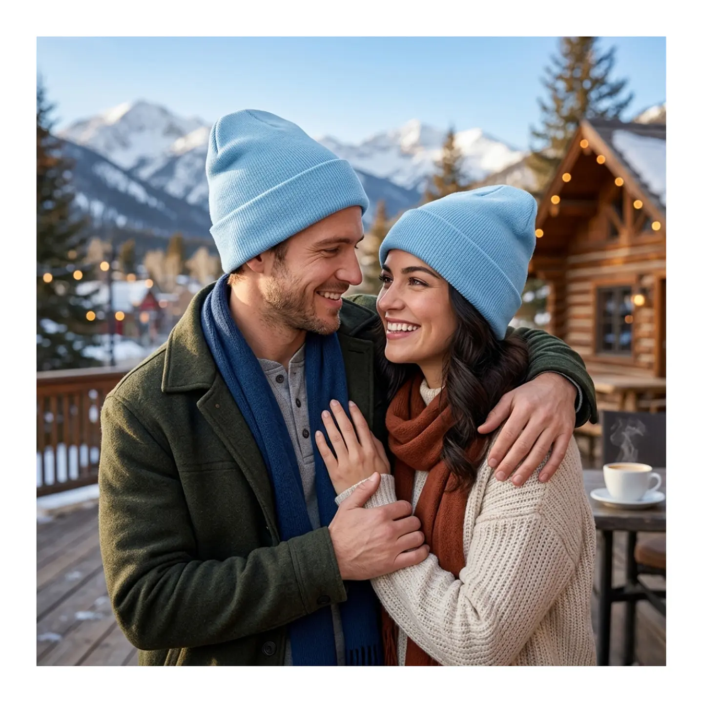 Gorro Tendencia Beanie Lana Adulto Con Doblez Azul Otoño/Invierno 8