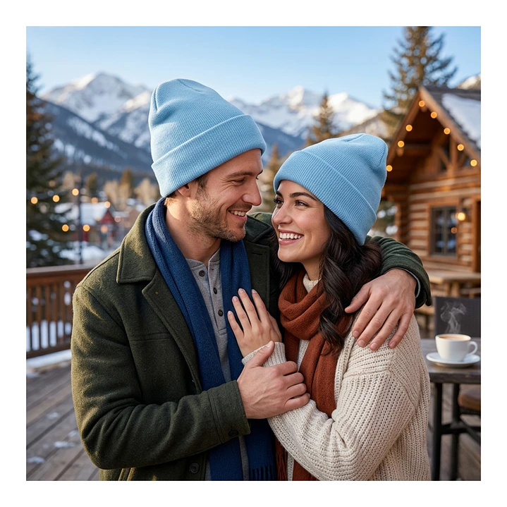 Gorro Tendencia Beanie Lana Adulto Con Doblez Azul Otoño/Invierno 8
