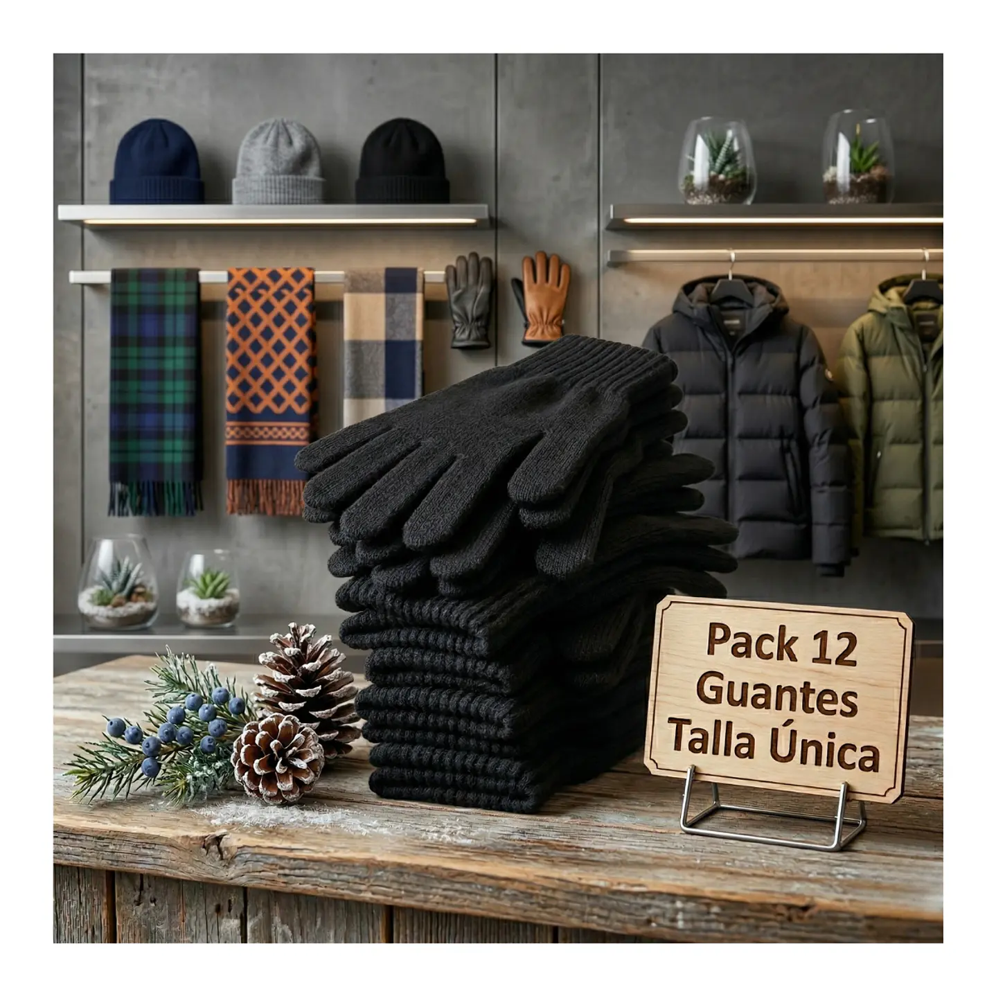 Pack 12 Guantes De Lana Térmico Para El Frío Con Chiporro 1