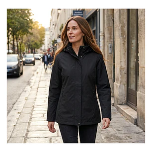 Chaqueta Cortaviento Mujer con Capucha Ajustable y Cuello Alto