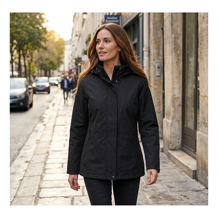Chaqueta Cortaviento Mujer con Capucha Ajustable y Cuello Alto 1
