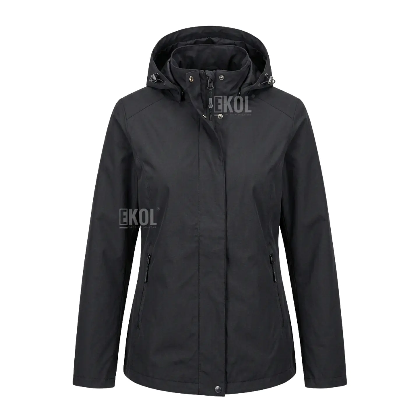 Chaqueta Cortaviento Mujer con Capucha Ajustable y Cuello Alto 2