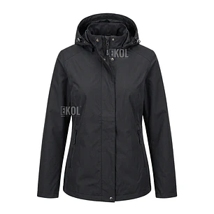 Chaqueta Cortaviento Mujer con Capucha Ajustable y Cuello Alto